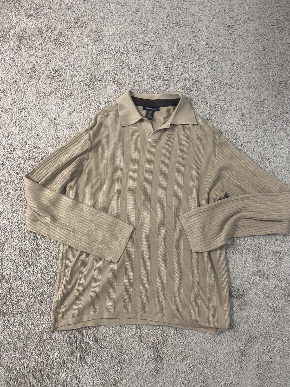 Kenneth Cole Sweater Mens Large Silk Blend Knit Long Sleeve Pullover